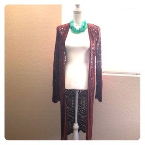 F21 Crochet Sweater Duster